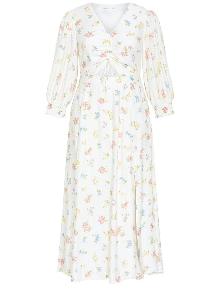 Jolene Floral Print Maxi Dress in Cream image 5