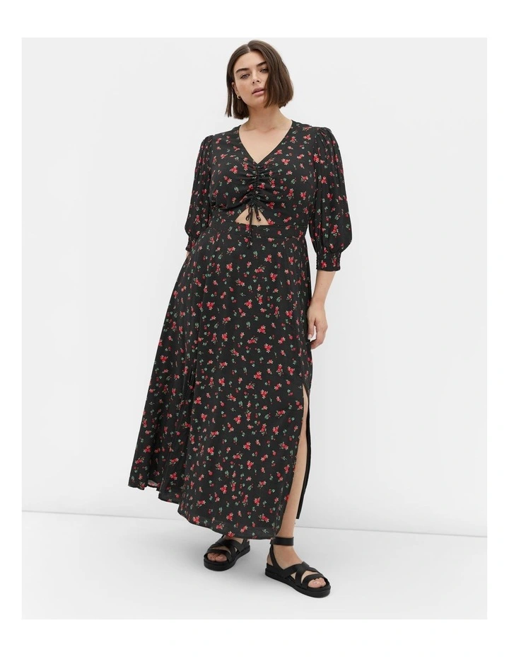Jolene Rose Print Maxi Dress in Black image 1