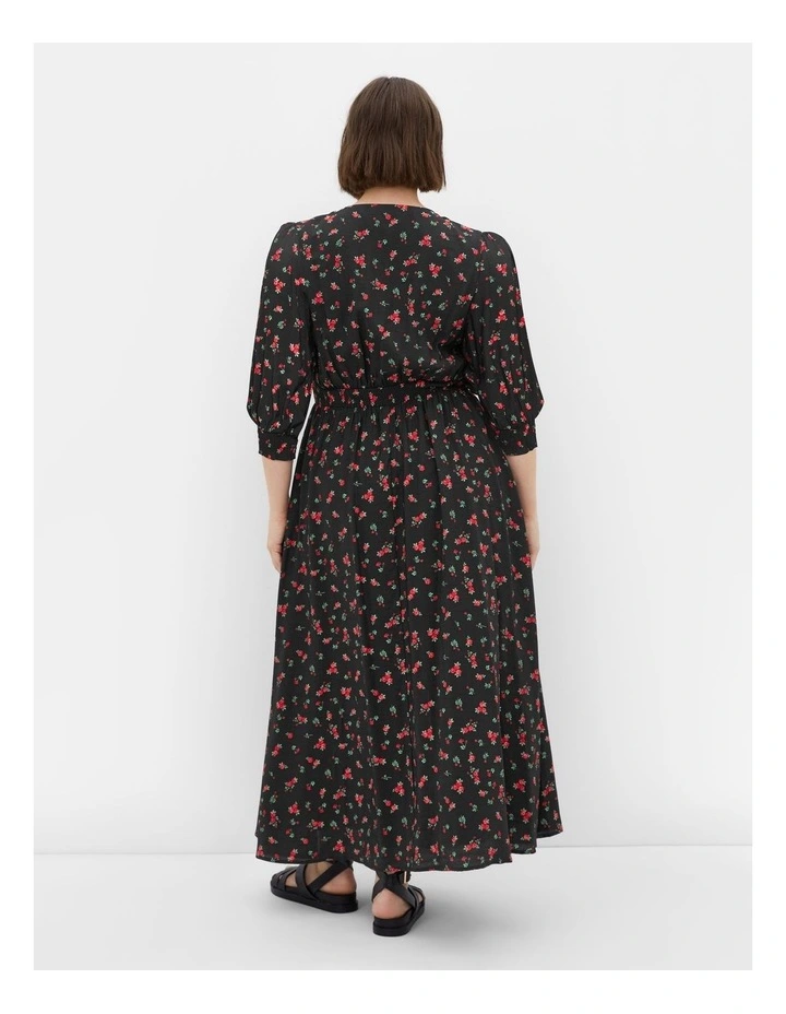 Jolene Rose Print Maxi Dress in Black image 2