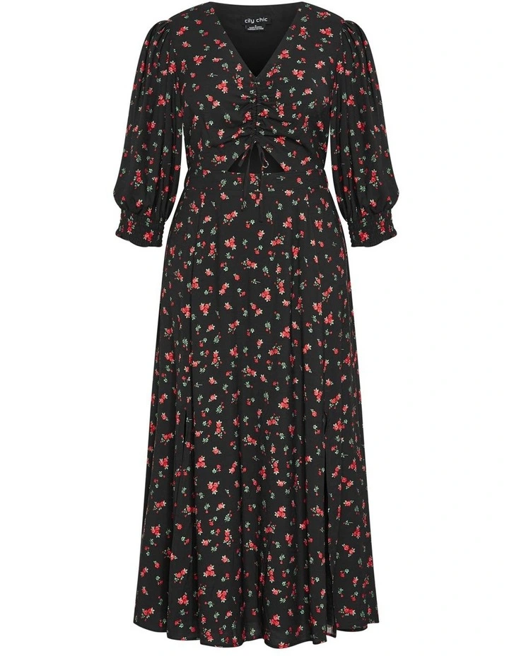 Jolene Rose Print Maxi Dress in Black image 3