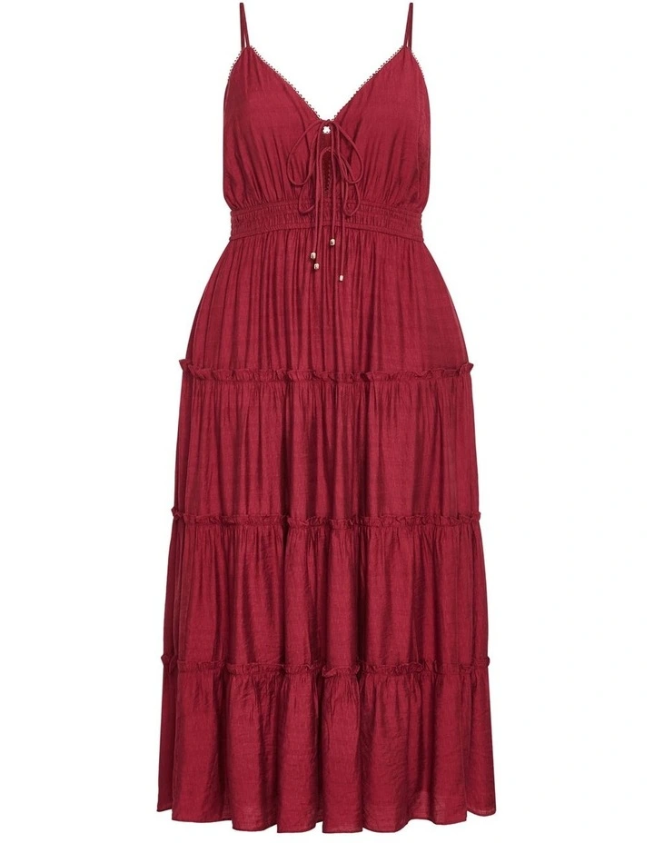Aiza Tier Maxi Dress in Red image 3
