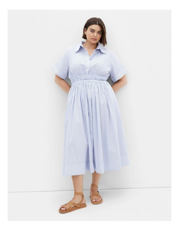 Lana Stripe Shirt Dress in Blue image 1