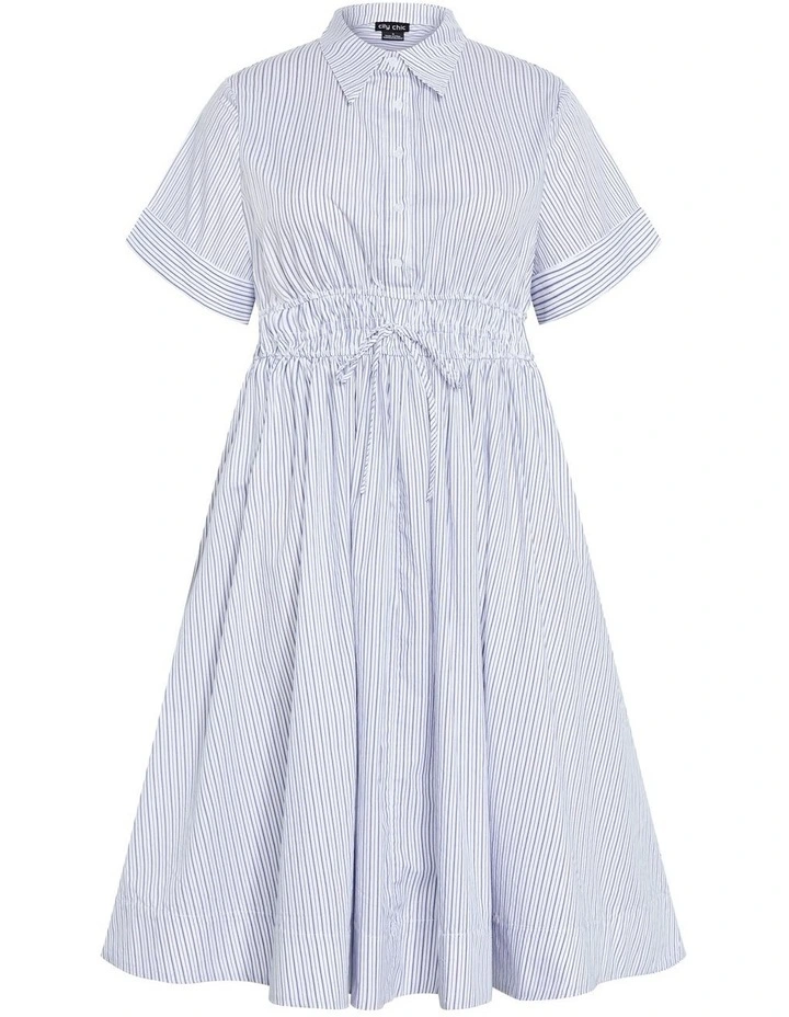 Lana Stripe Shirt Dress in Blue image 3