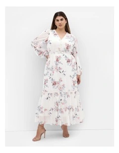 Kiki Posie Print Maxi Dress in Cream