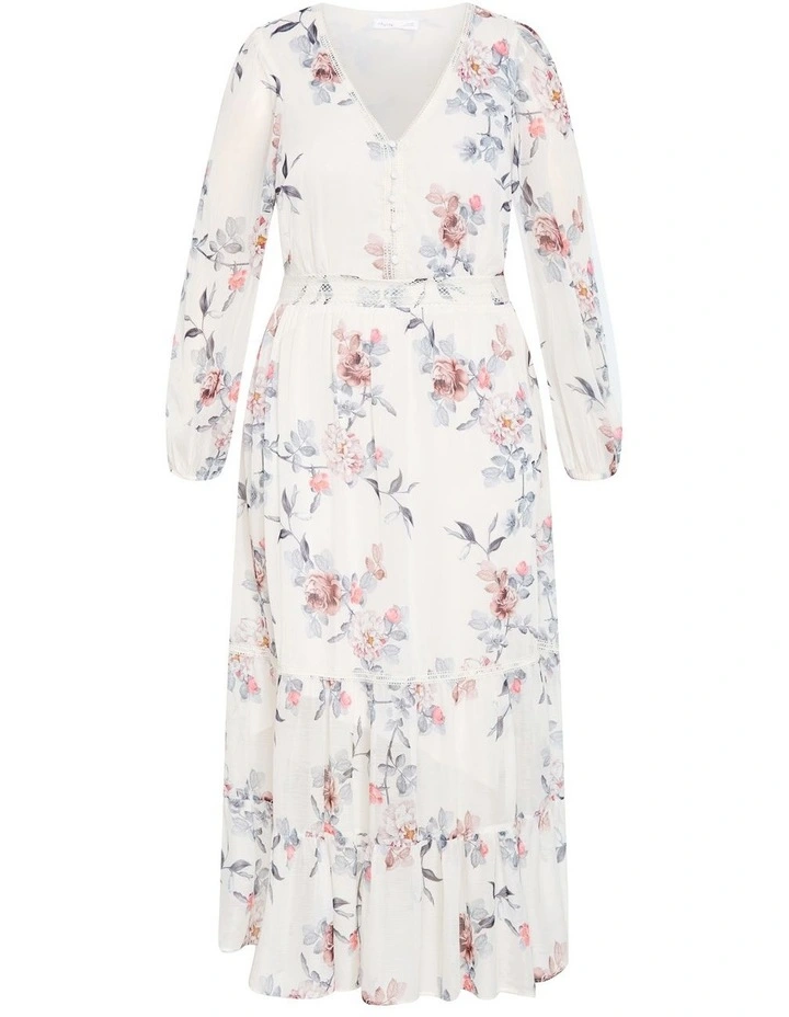 Kiki Posie Print Maxi Dress in Cream image 3
