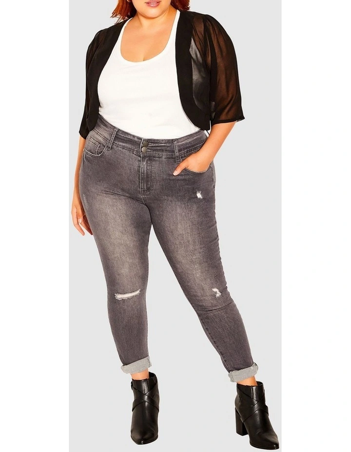 Chiffon Shrug in Black image 1