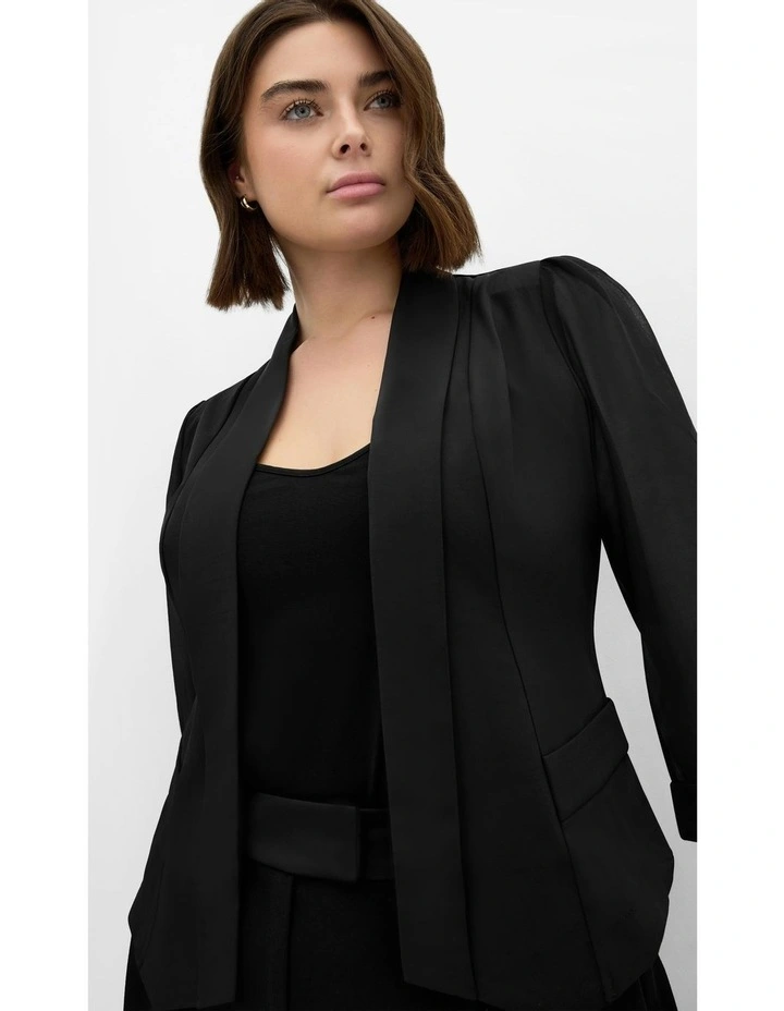 Drapey Blazer Jacket in Black image 3