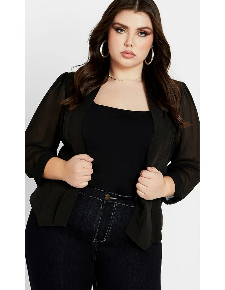 Drapey Blazer Jacket in Black image 5