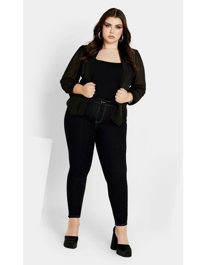 Drapey Blazer Jacket in Black image 6