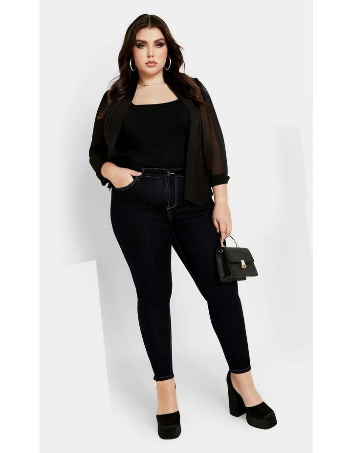 Drapey Blazer Jacket in Black image 7