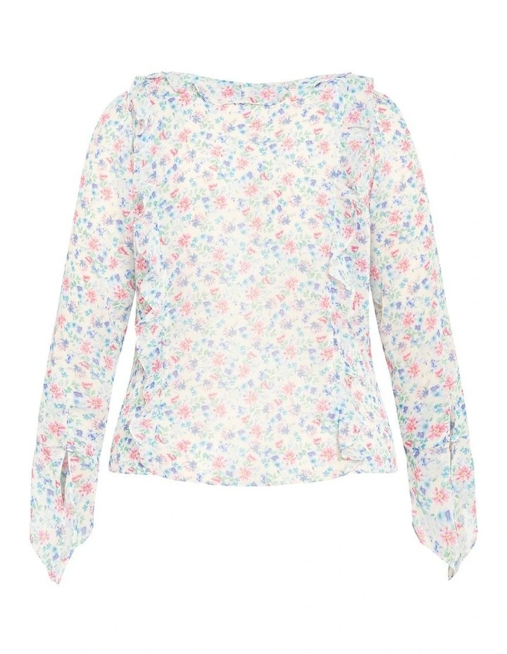 Plus Size Lidia Ruffle Print Top in cream image 4