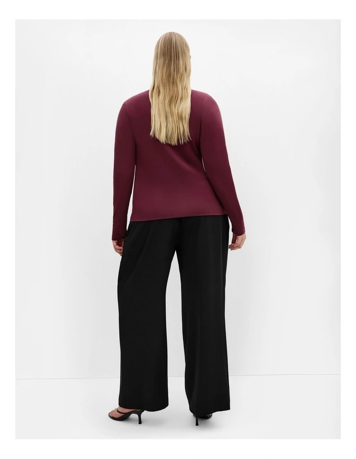 Annie V Neck Top in Bordeaux image 2