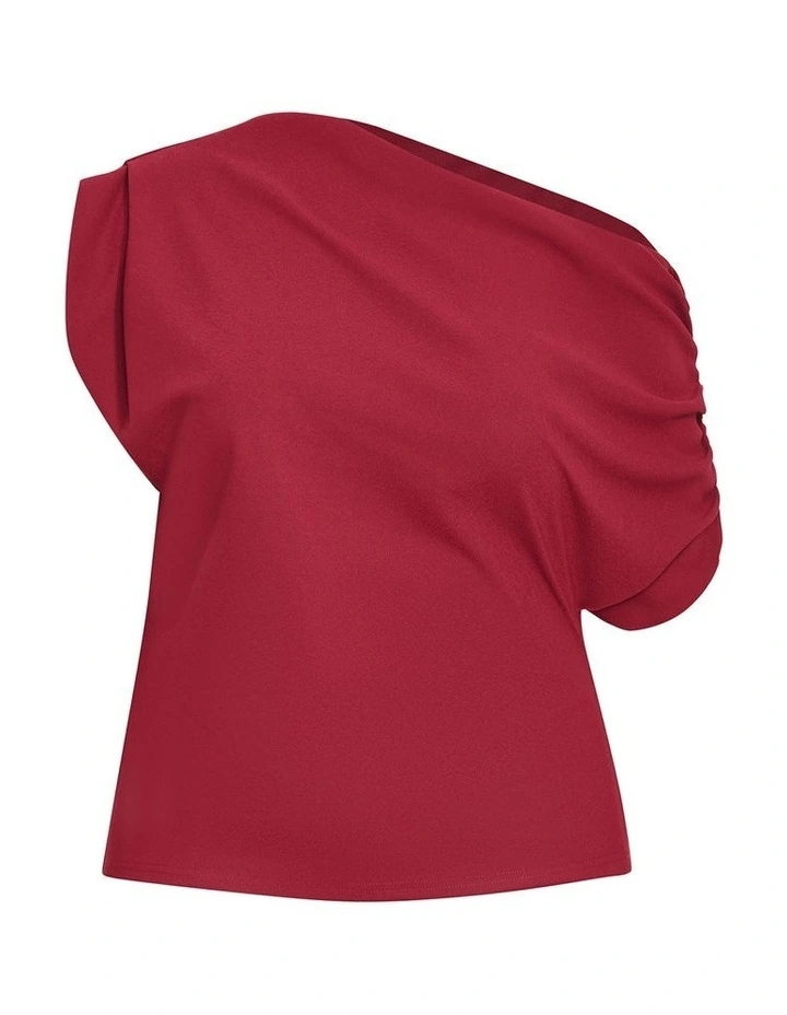 Imani Off Shoulder Top in Cherry image 3