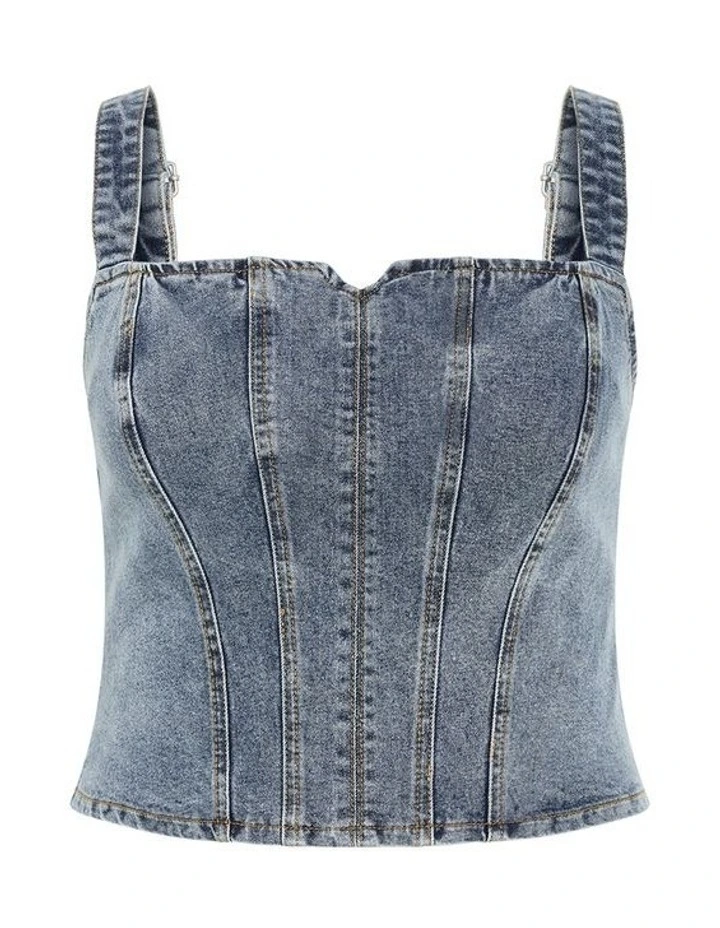 Denim Dreams Corset in Mid Denim image 3