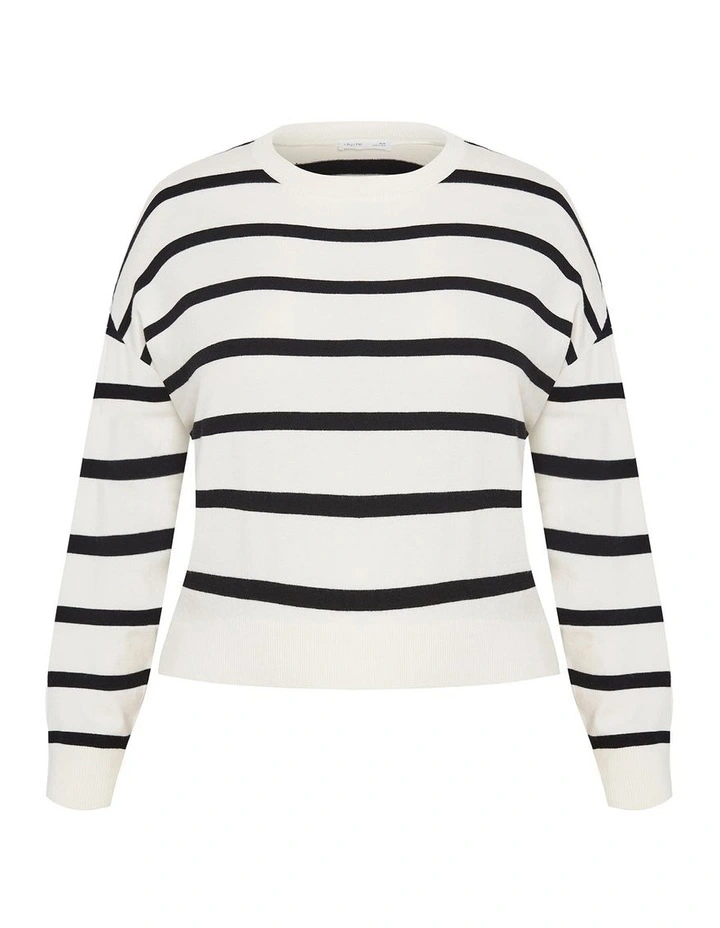Kenia Stripe Jumper in Vanilla Black Stripe image 3