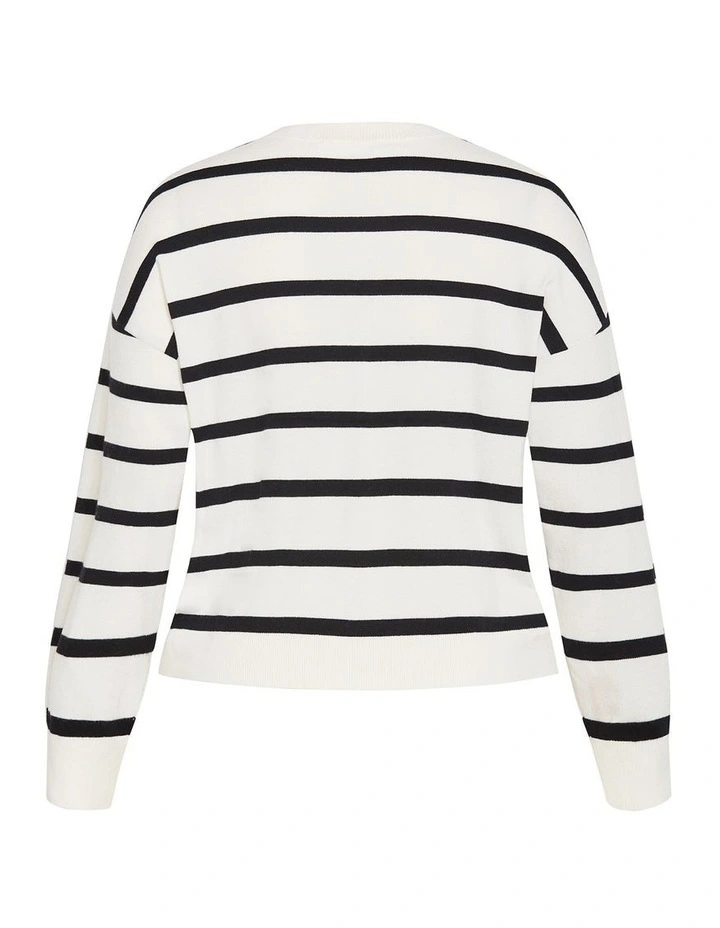 Kenia Stripe Jumper in Vanilla Black Stripe image 4