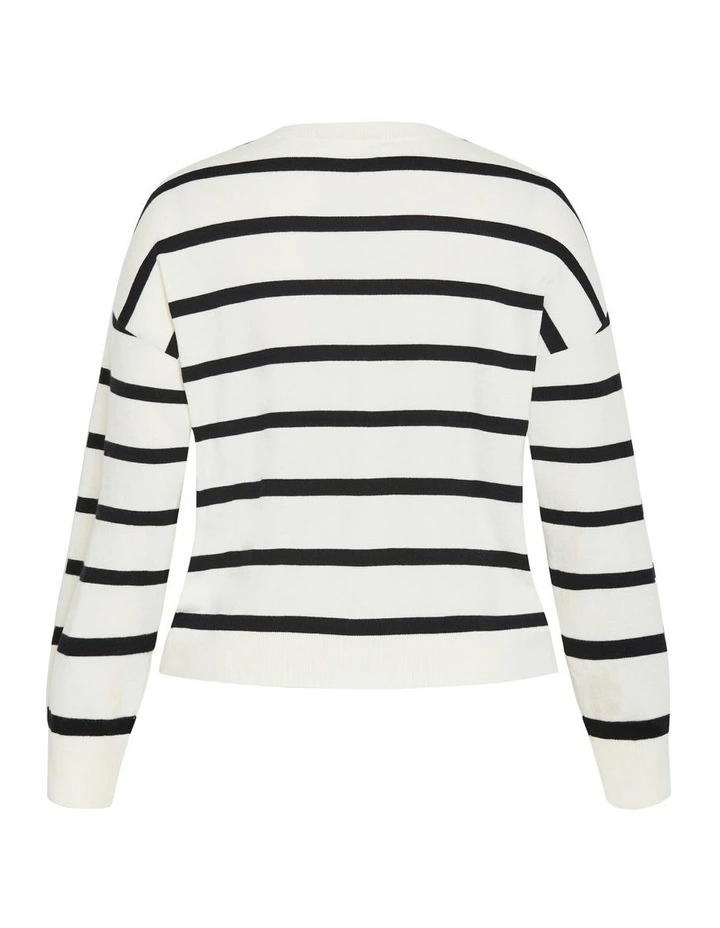 Kenia Stripe Jumper in Vanilla Black Stripe image 5