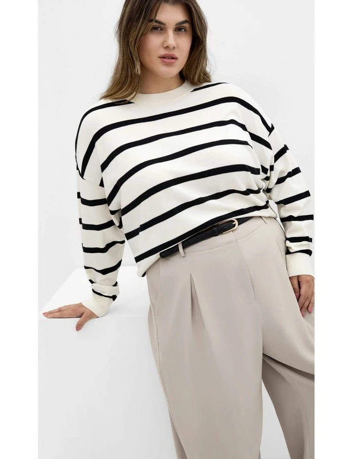 Kenia Stripe Jumper in Vanilla Black Stripe image 6