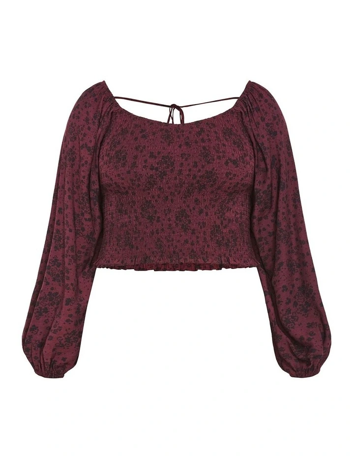 Abbie Floral Print Top in Cherry image 3