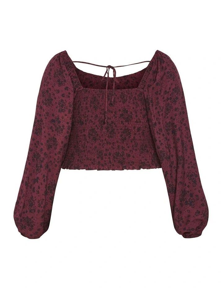 Abbie Floral Print Top in Cherry image 4