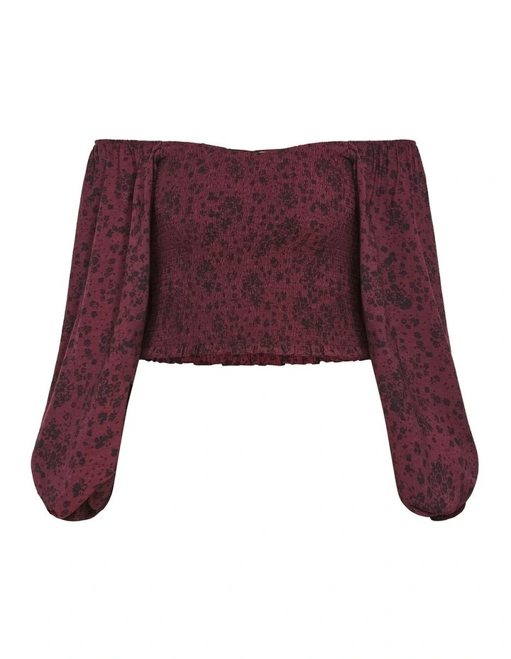 Abbie Floral Print Top in Cherry image 5