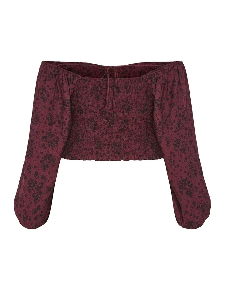 Abbie Floral Print Top in Cherry image 6