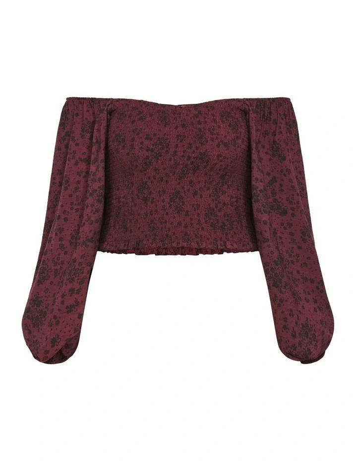 Abbie Floral Print Top in Cherry image 7