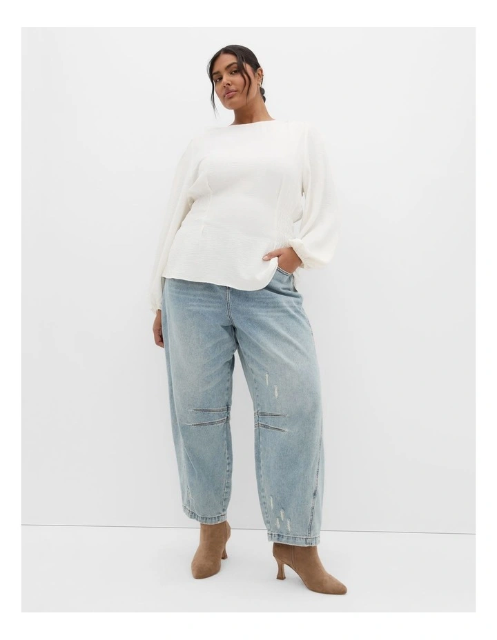 Cara Long Sleeve Top in Ivory image 1