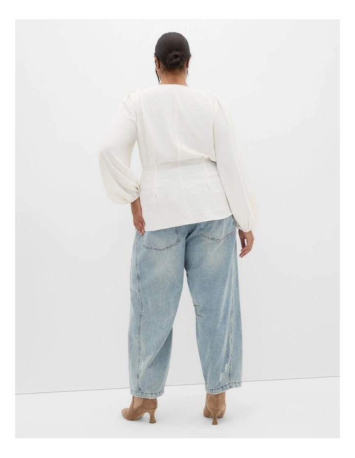 Cara Long Sleeve Top in Ivory image 2