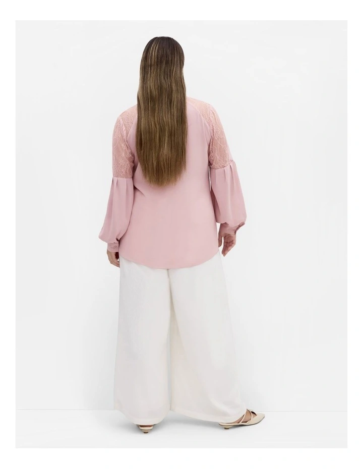 Hi Lo Lacey Top in Pink image 2