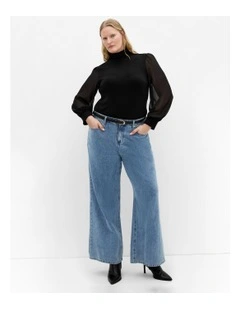 Sheer Sleeve Jumper in Black