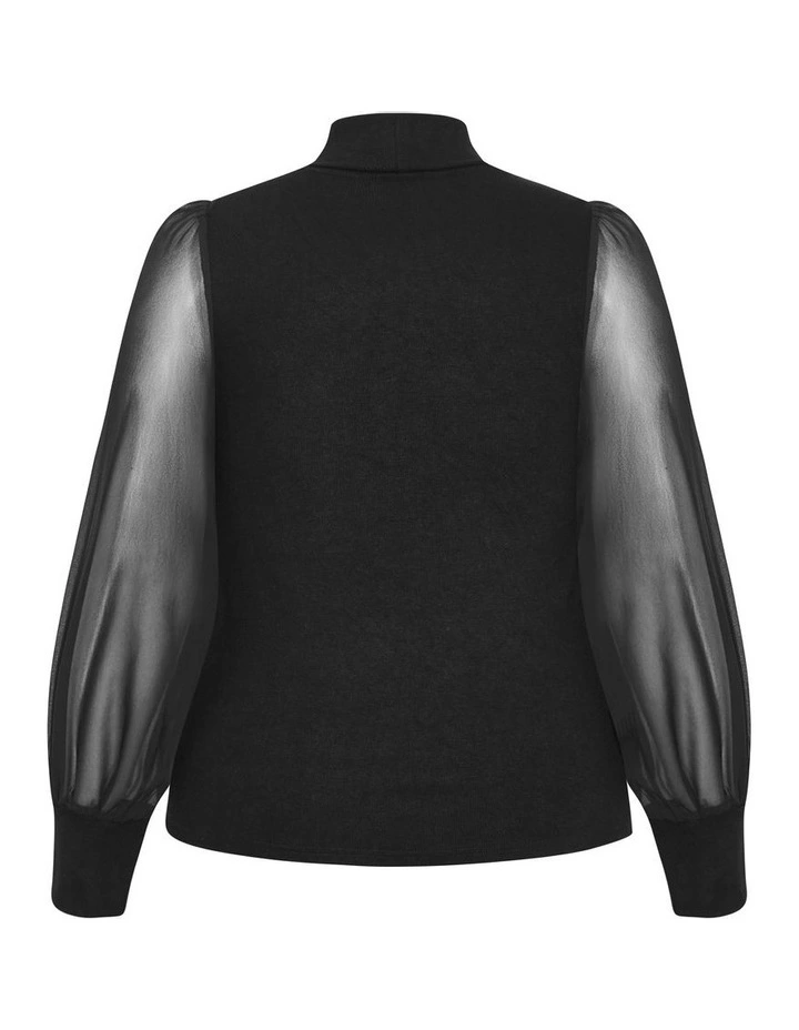 Sheer Sleeve Jumper in Black image 5