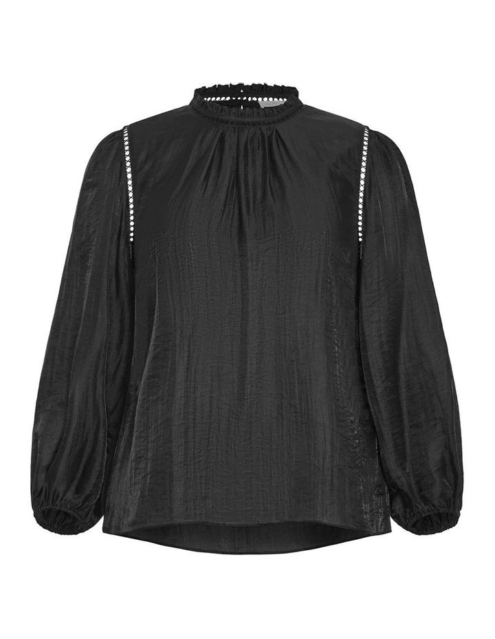 Lorelai Long Sleeve Top in Black image 3