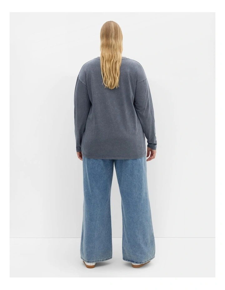 Casey L/S Femme Prt Tee in Grey image 2