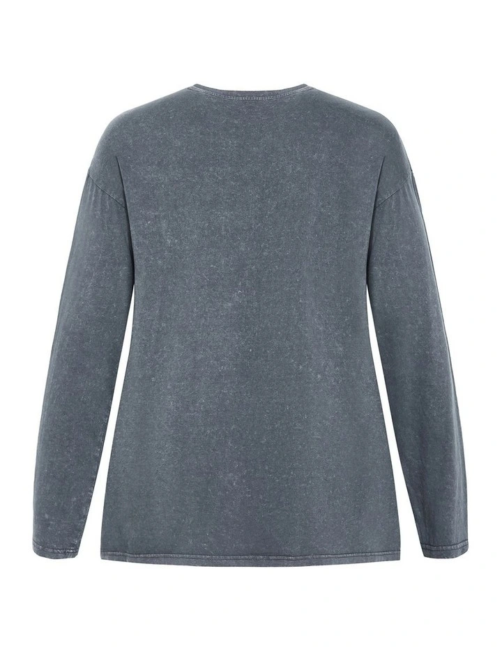 Casey L/S Femme Prt Tee in Grey image 4