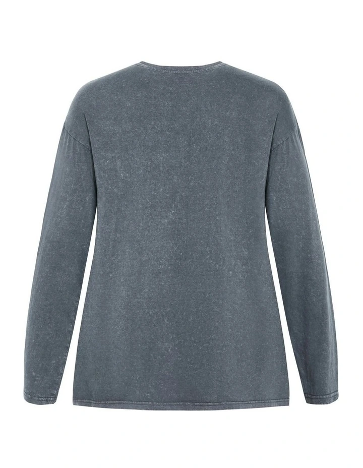 Casey L/S Femme Prt Tee in Grey image 5