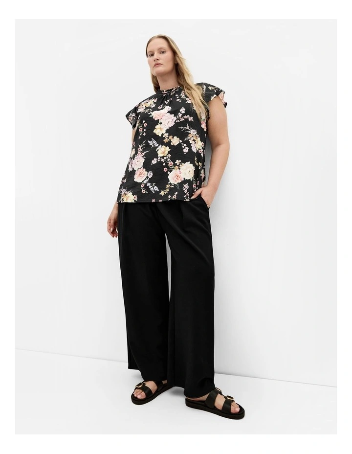 Lori Print Top in Black Flirty Floral image 1