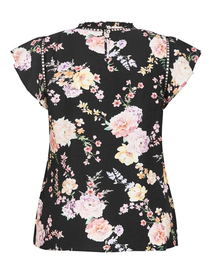 Lori Print Top in Black Flirty Floral image 4