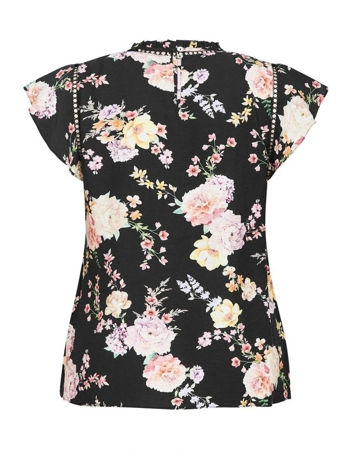 Lori Print Top in Black Flirty Floral image 5