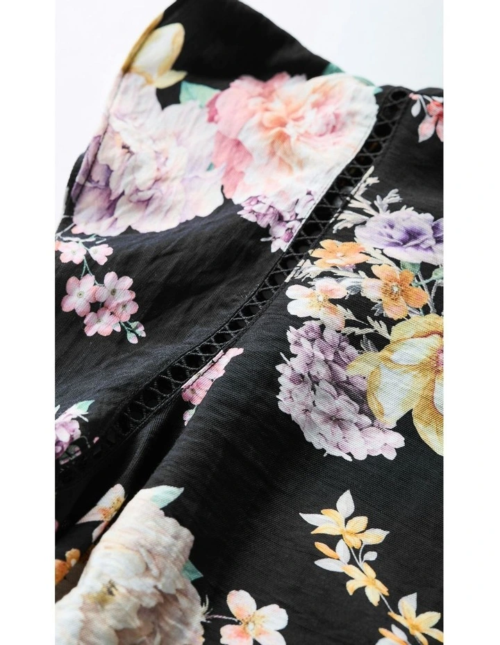 Lori Print Top in Black Flirty Floral image 6