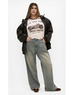 Micro Print Tee in Cream