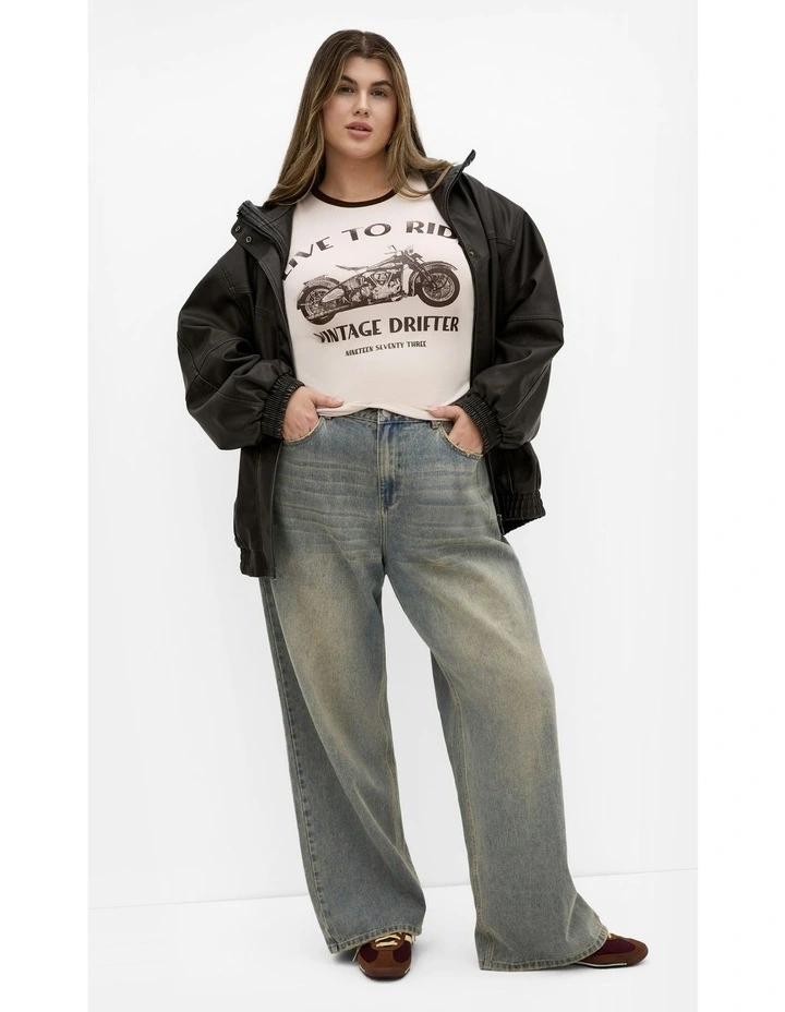 Micro Print Tee in Cream image 1