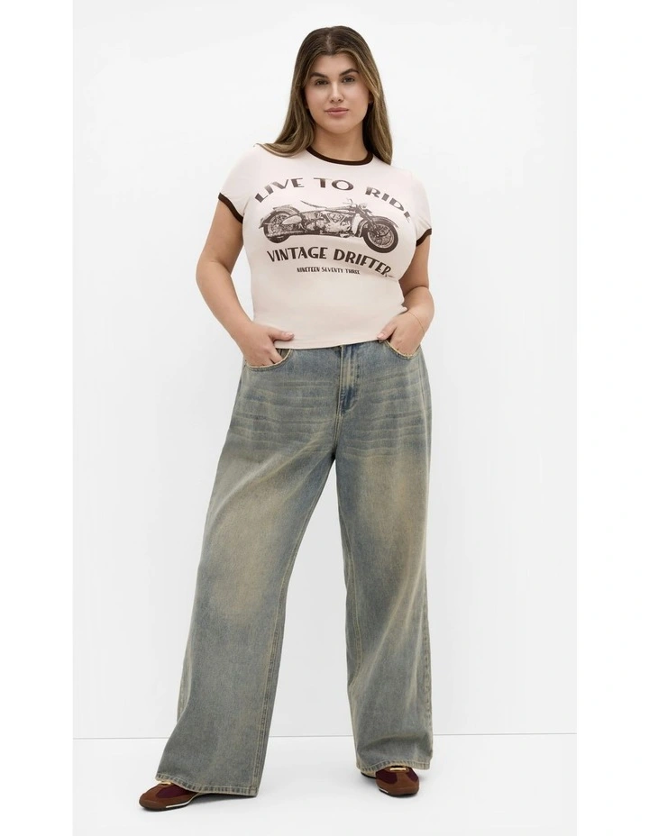 Micro Print Tee in Cream image 3