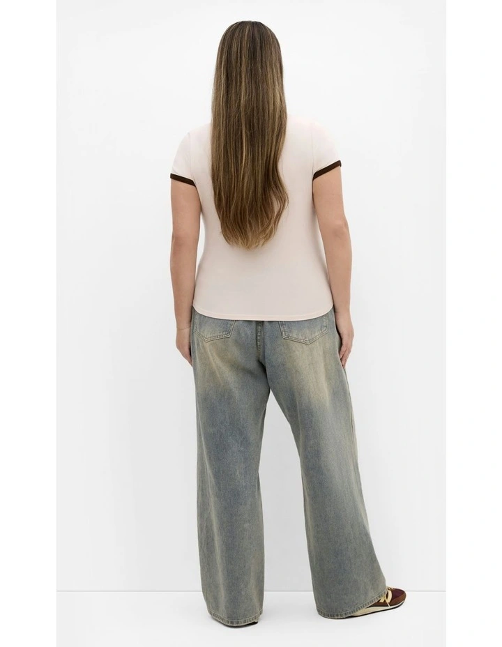 Micro Print Tee in Cream image 4