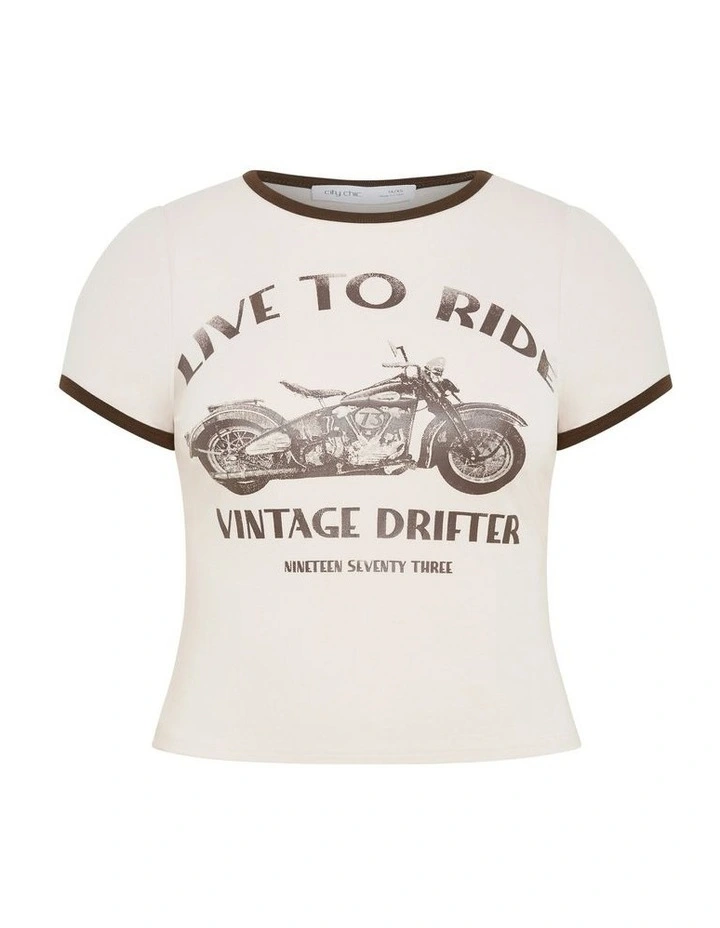 Micro Print Tee in Cream image 5