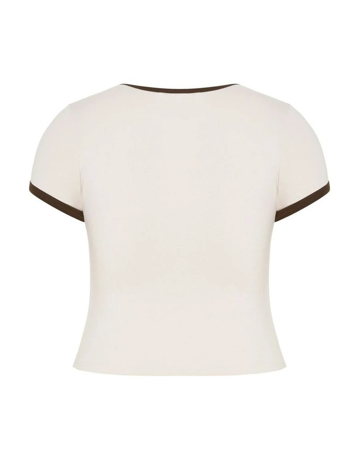 Micro Print Tee in Cream image 6