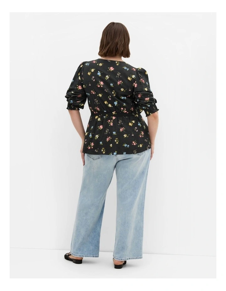 Tayla Print Top in Black Floral Fields image 2