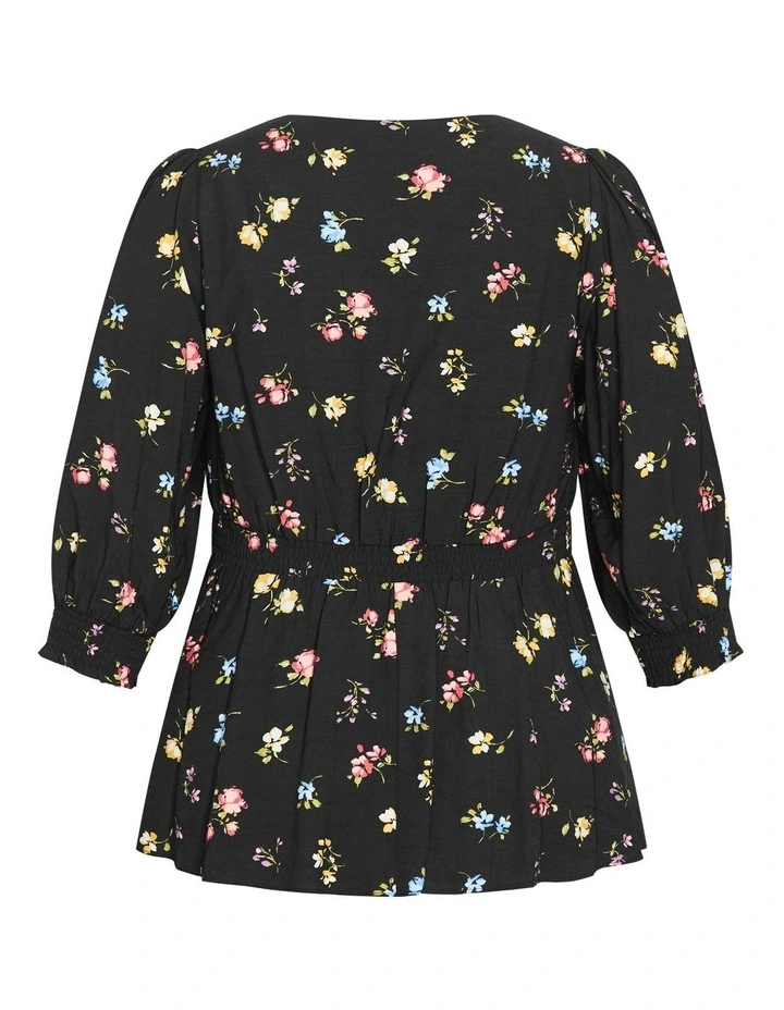 Tayla Print Top in Black Floral Fields image 4