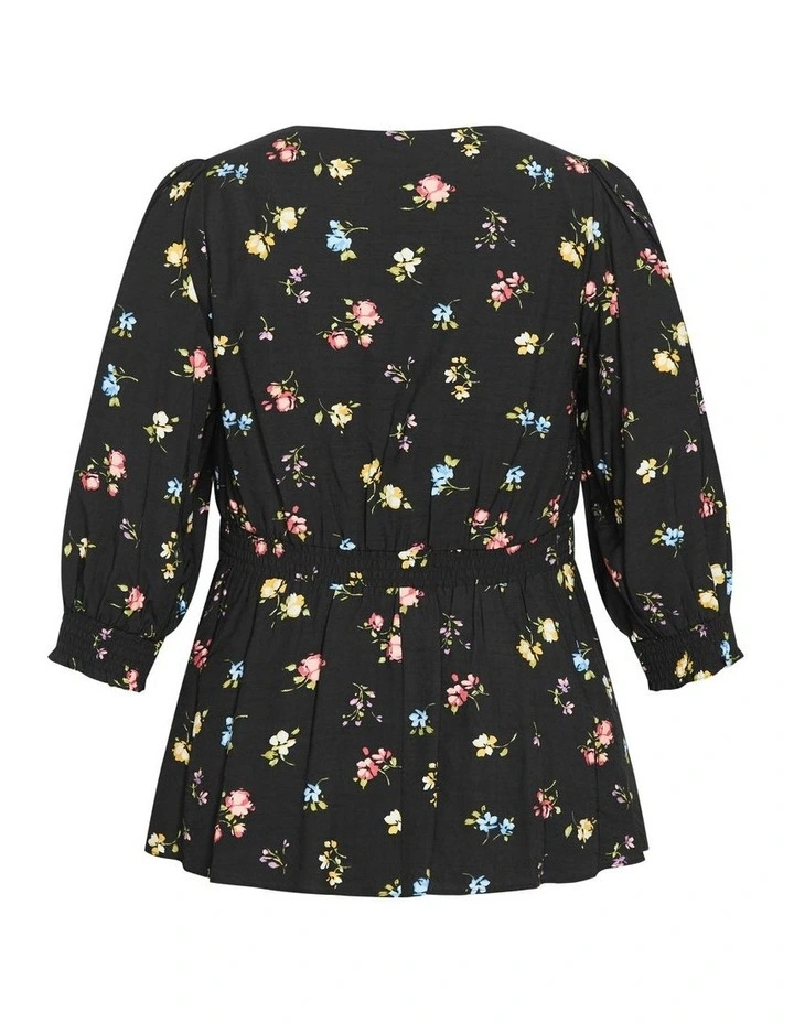 Tayla Print Top in Black Floral Fields image 5