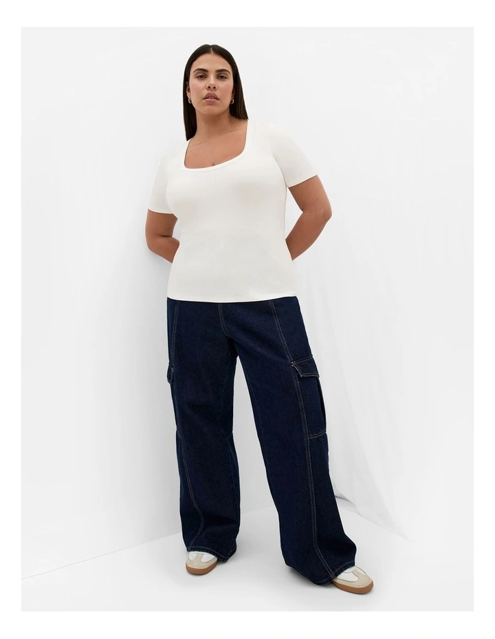 Everyday Scoop Neck Tee in Ivory image 1